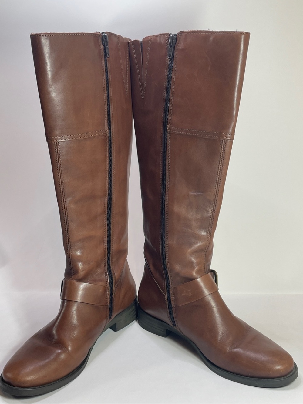 Aldo Tall Brown Leather Zipper Boots size 37